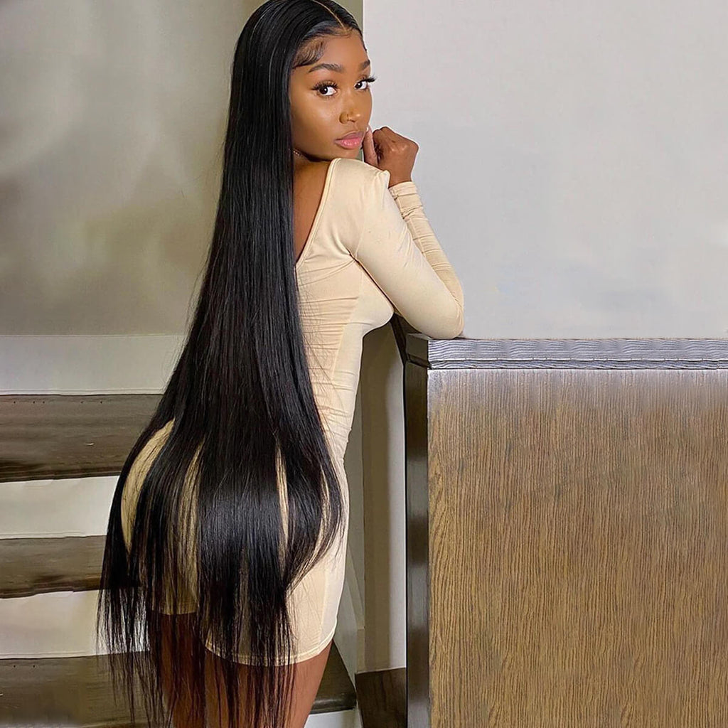 Natural Black bone straight Brazilian